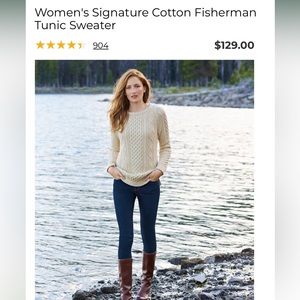 LL Bean signature cotton fisherman tunic sweater regular length beige size XS